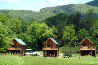 Spring at the River Log cabins